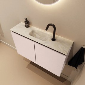 Mondiaz Ture DLux toiletmeubel 80cm rosee met wastafel ostra midden met kraangat