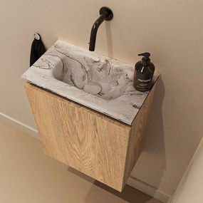 Mondiaz Ture DLux toiletmeubel 40cm washed oak met wastafel glace midden zonder kraangat