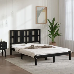 vidaXL Bedframe massief grenenhout zwart 120x200 cm