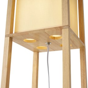 Moderne vloerlamp hout met beige kap - Stojan