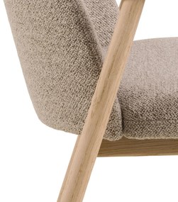 RODERIC Beige Latte (stof Monza 60)/frame geolied eiken - HOUTEN STOEL VOOR WOONKAMER, EETKAMER, KEUKEN RETRO