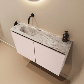 Mondiaz Ture DLux toiletmeubel 80cm rosee met wastafel glace links zonder kraangat