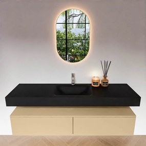 Zaro Alan badmeubel 160cm sand 2 lades met vrijhangende wastafel cloud midden 1 kraangat urban