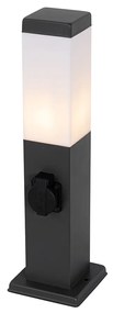 Buitenlamp donkergrijs 45 cm met stopcontact IP44 - Malios