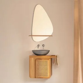 Georgy Teakhouten Wandmeubelset Voor In De Badkamer Teakhout & Rond Grijs Cement Ø40 Cm Tarsis & Onregelmatig Met Houten Plank 55x85 Cm Kai - Sklum
