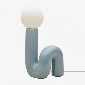 Keramische Tafellamp Met Vireto Glazen Bol Blauw – Hemel & B - Sklum