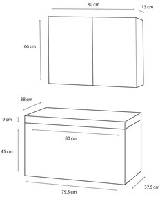 Differnz Somero badmeubelset 80cm spiegelkast hoogglans wit beton