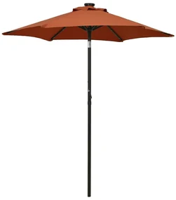 vidaXL Parasol met LED-verlichting 200x211 cm aluminium terracottakleurig