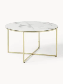 Ronde salontafel Antigua met glazen tafelblad in marmerlook