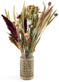 Vaas in glas en gevlochten herbarium H20 cm, Kezia
