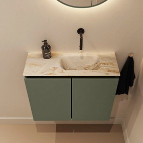 Mondiaz Ture DLux toiletmeubel 60cm army met wastafel frappe rechts zonder kraangat