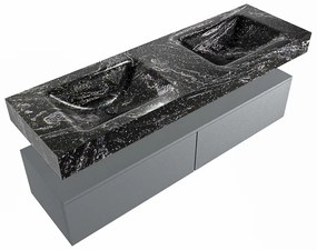 Mondiaz Alan DLux badmeubel 150cm plata 2 lades met wastafel lava dubbel zonder kraangat