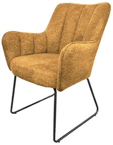 Eetkamerstoel - Kevin - stof Bjorn grof geweven mosterd