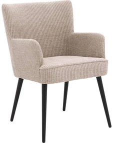 Goossens Eetkamerstoel Rob beige stof met armleuning, urban industrieel
