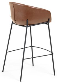 Kave Home Yvette Leren Barkruk Lichtbruin