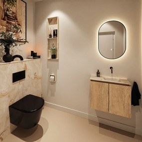 Mondiaz Ture DLux toiletmeubel 60cm washed oak met wastafel frappe rechts zonder kraangat