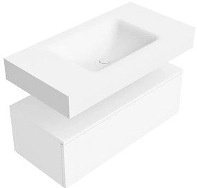 Zaro Alan badmeubel 90cm talc 1 lade met vrijhangende wastafel cloud midden 1 kraangat talc