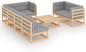 vidaXL 8-delige Loungeset met kussens massief grenenhout