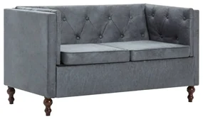 vidaXL Tweezitsbank Chesterfield-stijl stoffen bekleding grijs