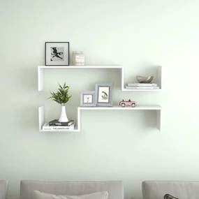 vidaXL Wandschappen 2 st 100x15x20 cm spaanplaat hoogglans wit