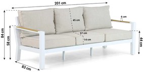Stoel en Bank Loungeset 5 personen Aluminium/Polywood (teakfinish) Wit  Lifestyle Garden Furniture Bilbao