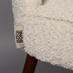 Dutchbone Barbara Boucle Beige Eetkamerstoel Met Houten Poten