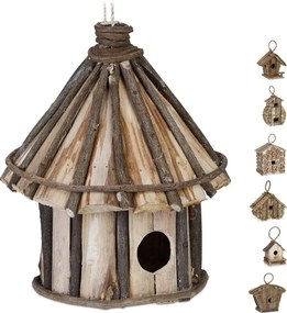 Decoratie vogelhuis - vogelhuisje - nestkast - hout - mini vogelhuis - hangend Grijs