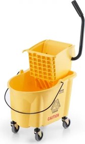 VEVOR dweil-emmer met wringer, 26 QT commerciële dweil-emmer met zijpers, dweil-emmer en wringer-combo op wielen, professionele/industriële/commerciële vloerreiniging, geel