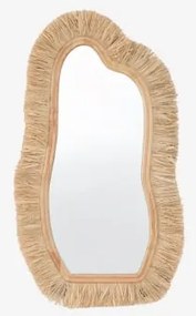 Onregelmatige Wandspiegel 60x105 Cm Van Eikenhout En Raffia Melenis Natuurlijk - Sklum