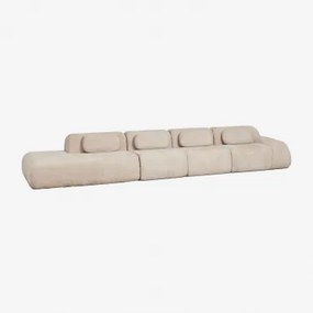 Modulaire Hoekbank Van 4 Delen Met Linker Divan In Vacuüm Verpakte Chenille Merida Chenille Dik Tapiocabeige - Sklum