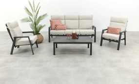 Lagos/Atlanta stoelen & 3-zitsbank loungeset 5-delig verstelbaar - Antraciet