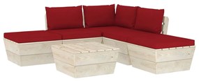 vidaXL 6-delige Loungeset met kussens pallet vurenhout