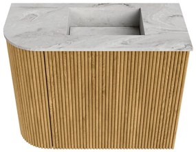 Mondiaz Joya DLux 50cm toiletmeubel ronding links oak met wastafel faye rechts 1 kraangat glace