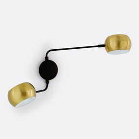 Dubbele wandlamp in zwart ijzer en messing, Elori