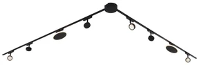 LED Railsysteem met 6 Spot / Opbouwspot / Plafondspots en 2 plafondlampen zwart 1-fase - Magnetic Lance Puk Modern Binnenverlichting Lamp