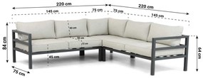 Hoek loungeset 5 personen Aluminium Grijs  Lifestyle Garden Furniture Rodenzo