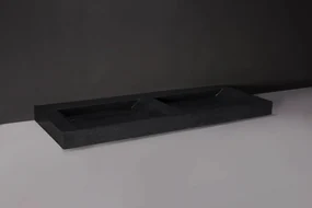 Forzalaqua Bellezza wastafel 140x50cm met 2 kraangaten graniet