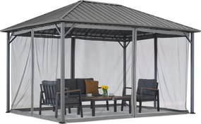 Itaka 3x6 tuinhuisje met klamboe antraciet Tuinpunt