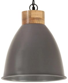 vidaXL Hanglamp industrieel E27 35 cm ijzer en massief hout grijs