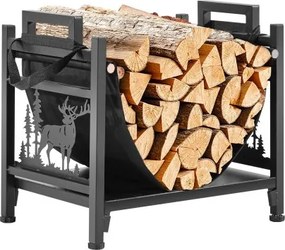 VEVOR Haardhoutrek 450x315x415 mm, Haardhoutrek met doekdrager, Haardhouthouder 18 kg draagvermogen, Haardhouthouder van gepoedercoat staal, Robuuste houtstapelstandaard voor de open haard