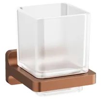 Crosswater Rotar Bekerhouder - 8x9.8x9cm - met beker - vierkant - wandmodel - geborsteld brons RT003BZ