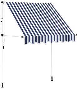 vidaXL Luifel handmatig uittrekbaar 200 cm blauw en witte strepen