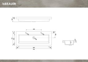 Brauer Spring wastafel mineraalmarmer 100cm met 2 kraangaten wit glans