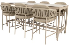 Calma high dining tuinset 7 delig latte aluminium rope Taste 4SO