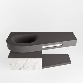 Mondiaz Riva badmeubel 120cm Carrara met 1 lade en wastafel links 0 kraangaten Dark Grey