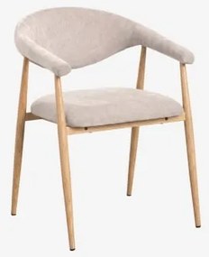 Set Van 4 Eetkamerstoelen Met Armleuningen, Bekleed Met Nervoxi-stof Stof Crème Beige - Sklum