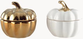 Porseleinen waxinelichthouders Pumpkin, 2-delig