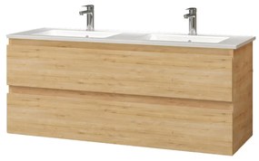 SaniGoods Sally badkamermeubel 120cm eiken met dubbele keramische wastafel