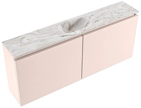 Mondiaz Ture DLux toiletmeubel 120cm rosee met wastafel glace midden met kraangat