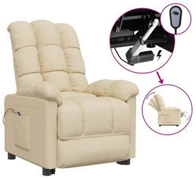 vidaXL Fauteuil verstelbaar elektrisch stof crèmekleurig